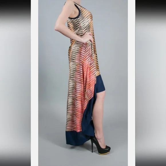 🦄 Elegant Multicolor Sleeveless Dress Size Large 24" And Stretchy - Picture 3 of 15